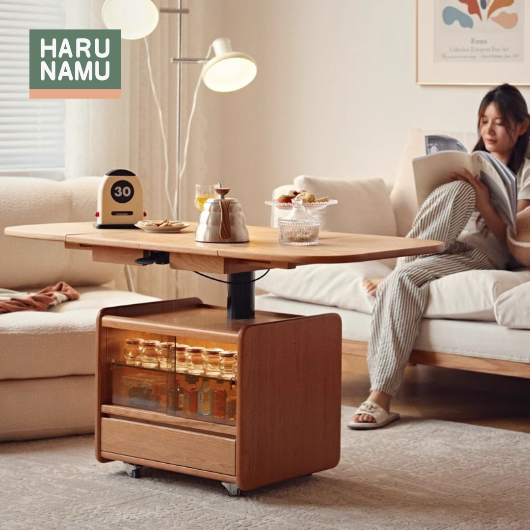 RENCHŌ Solid Wood Adjustable Coffee Table