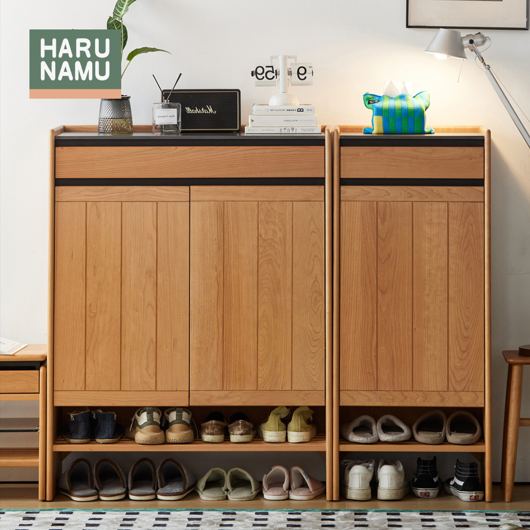 YUUKI Solid Wood Stone Tabletop Shoe Cabinet