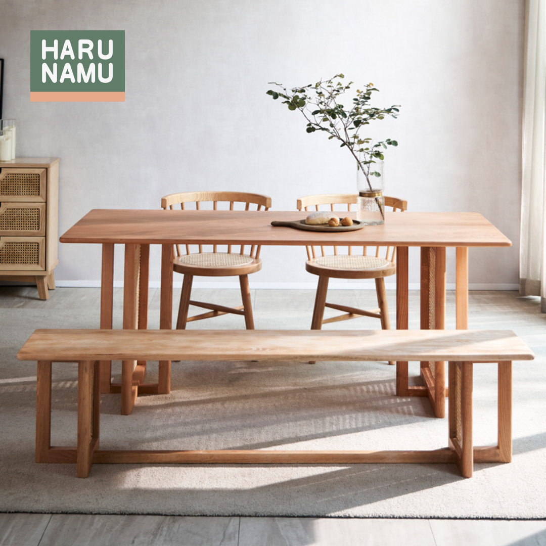 JIN Solid Wood Rattan Bench