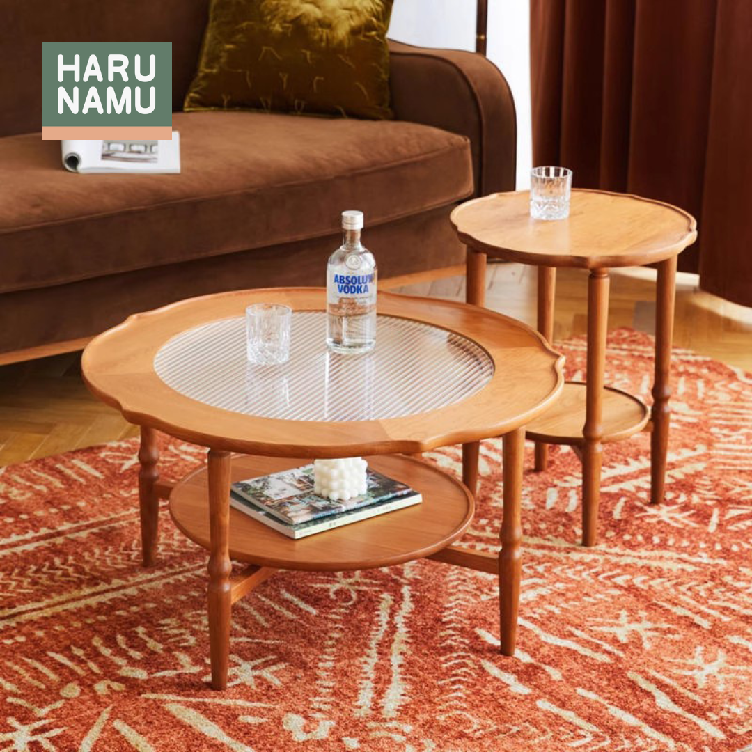 HANA Solid Wood Fluted Glass Coffee Table