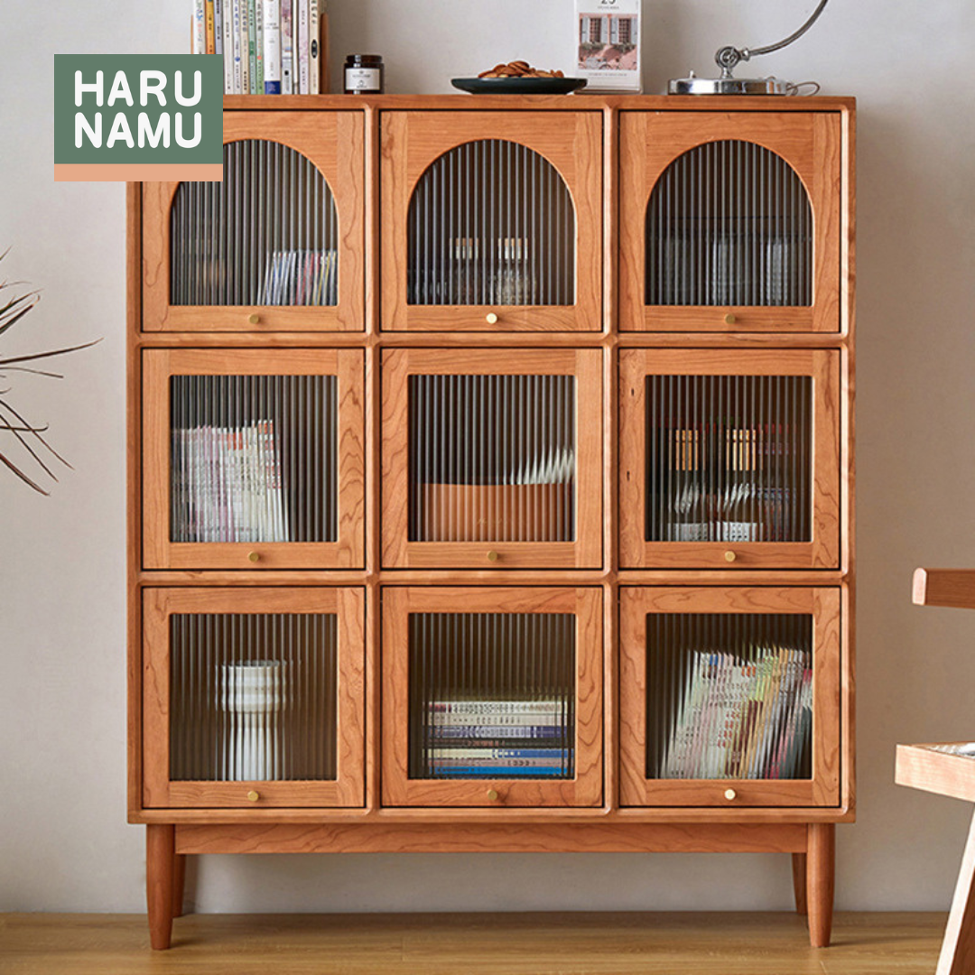 KOUKI Solid Wood Fluted Glass Cabinet