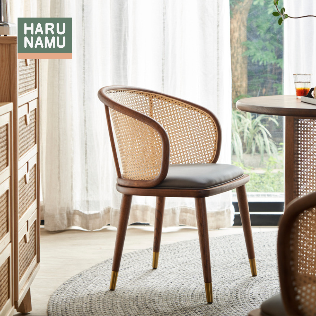 KIMORA Solid Wood Rattan Chair