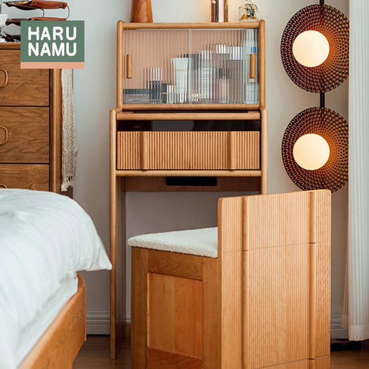 HIDEKI Solid Wood Dressing Table and Chair Set