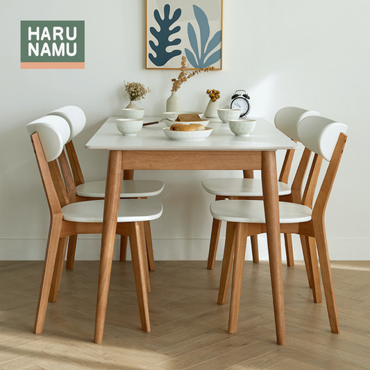 FURIKOMERU White Stone Solid Wood Table