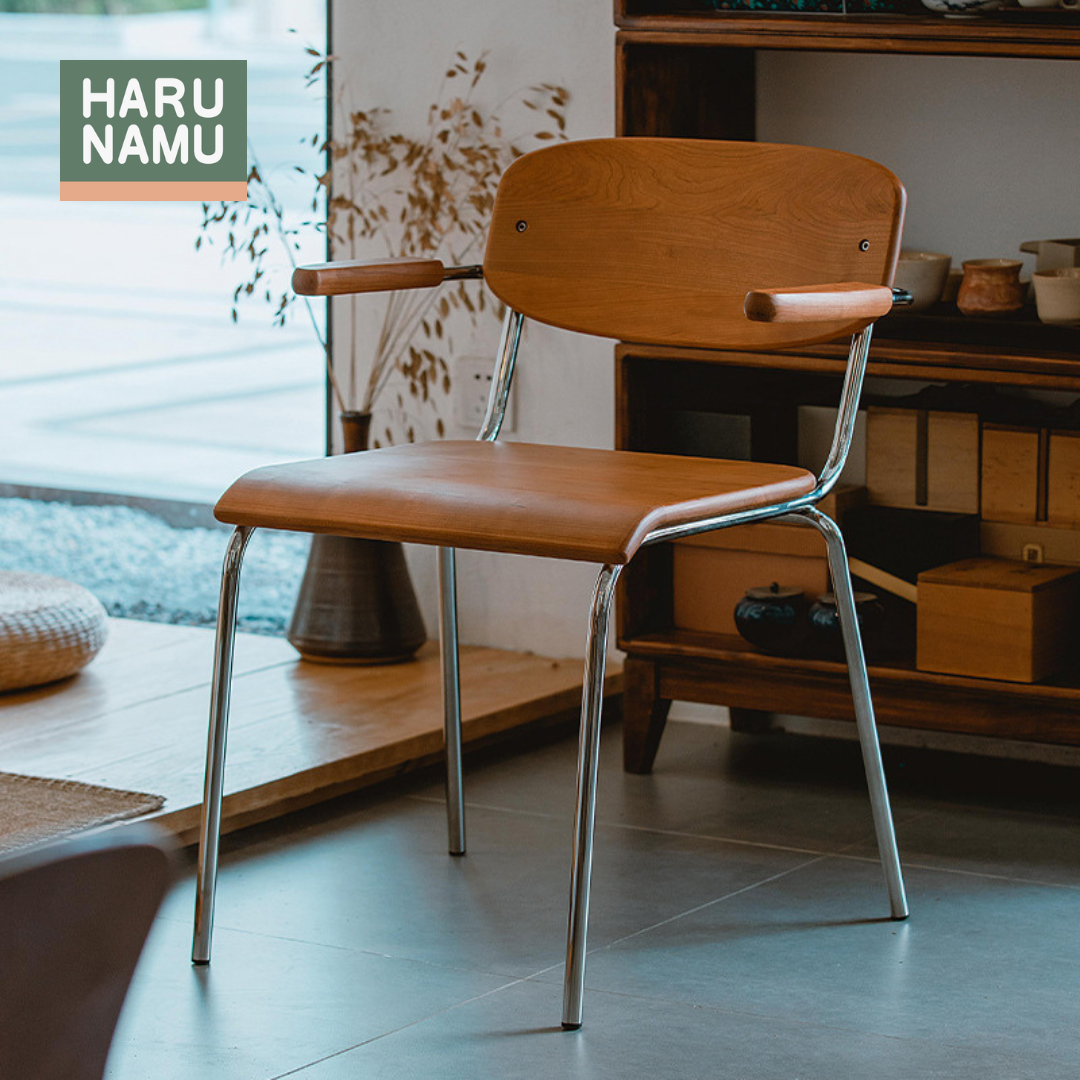 KYUSOKU Solid Wood and Stainless Steel Chair