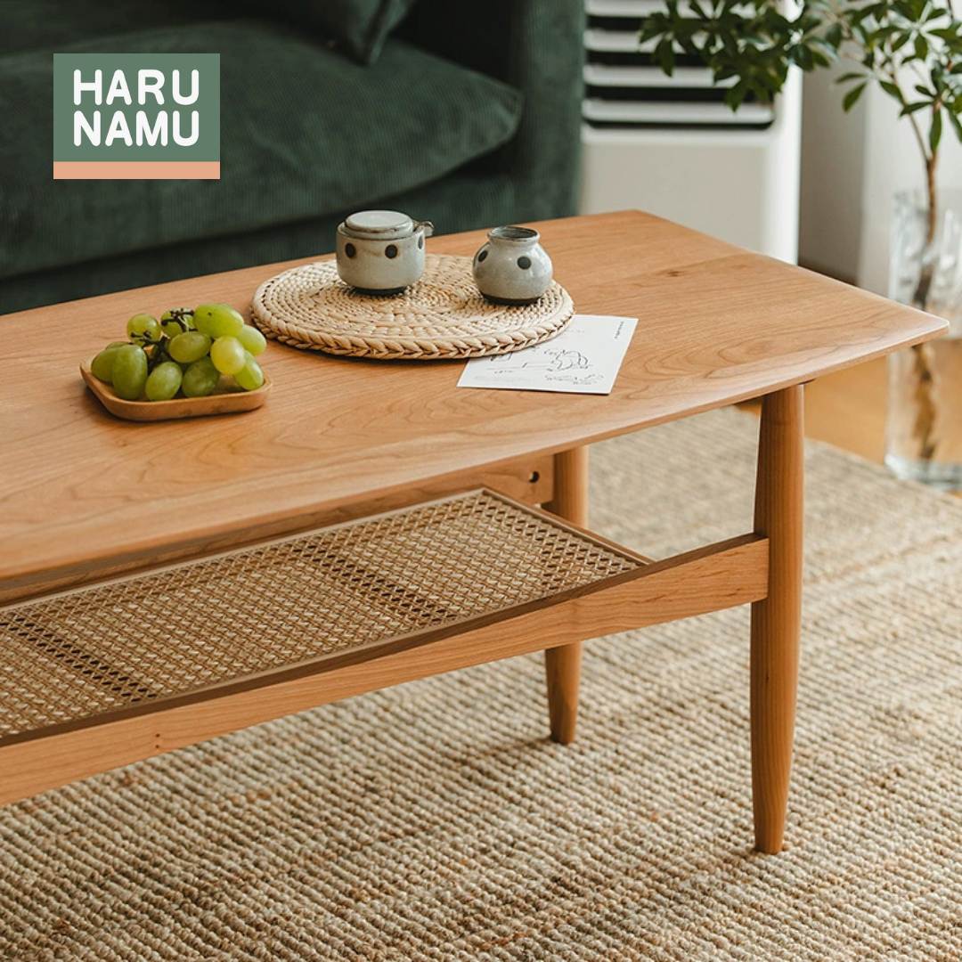 NATSU Solid Wood Rattan Coffee Table