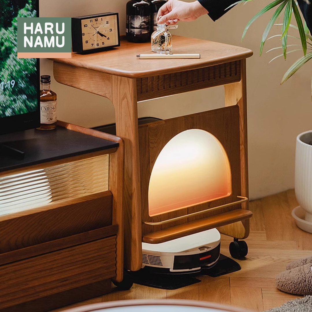 HARUKI Solid Wood Mobile Side Table