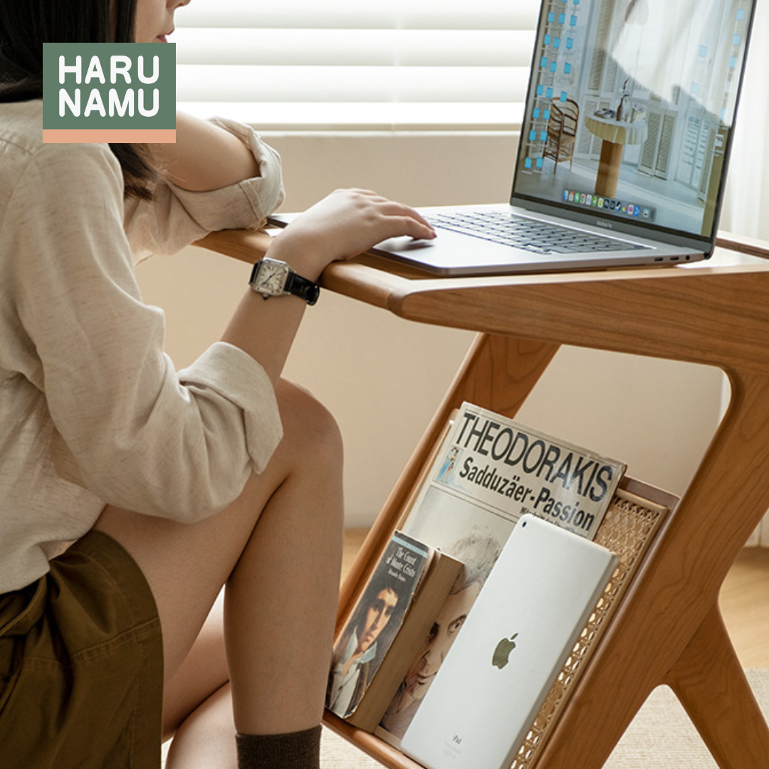 KIOI Solid Wood Glass Side Table
