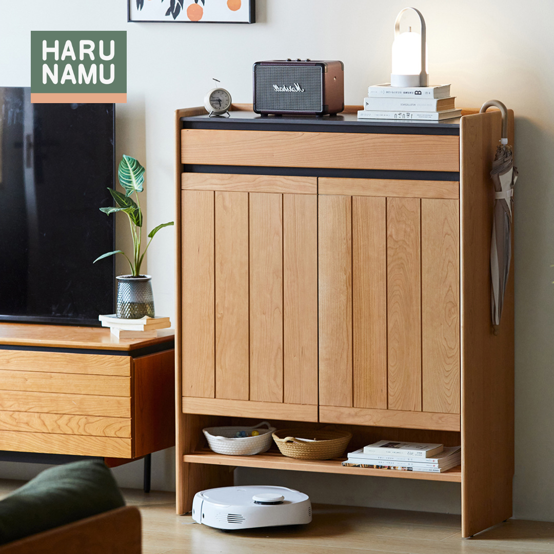 YUUKI Solid Wood Stone Tabletop Shoe Cabinet