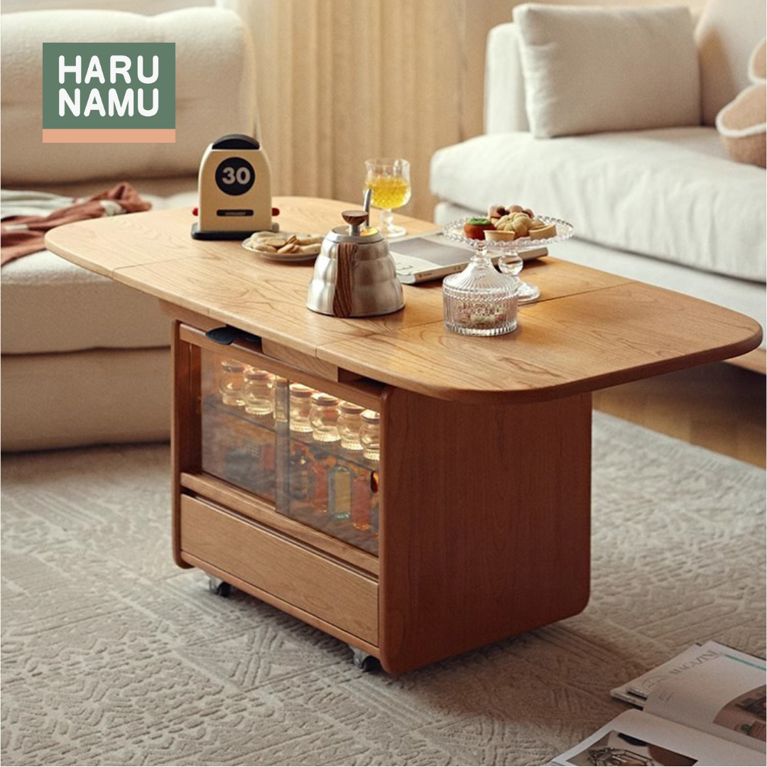 RENCHŌ Solid Wood Adjustable Coffee Table
