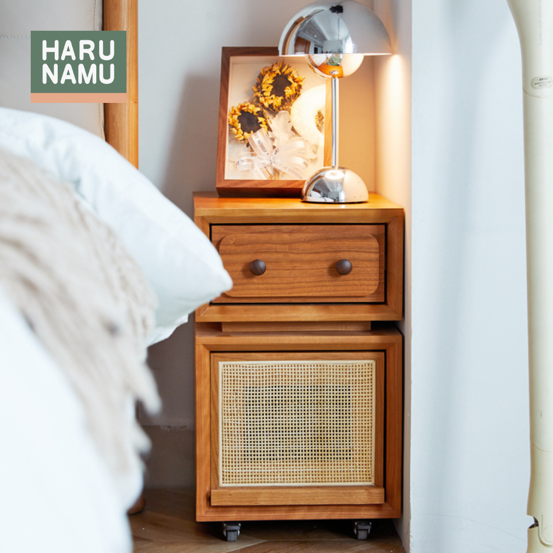 AKIO Solid Wood Bedside Cabinet