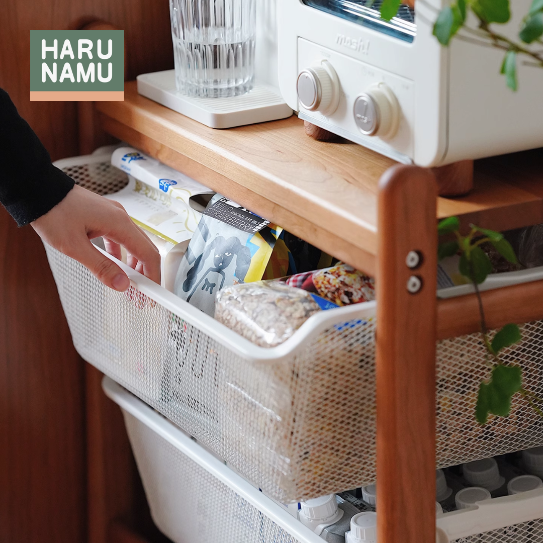 KIYOMI Solid Wood Basket Storage Rack