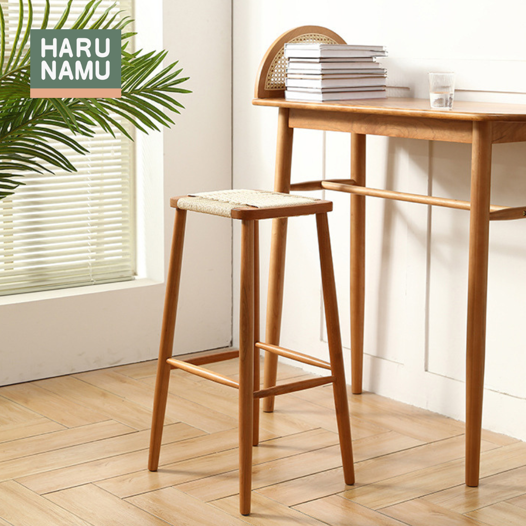 ORU Solid Wood Weave Bar Stool