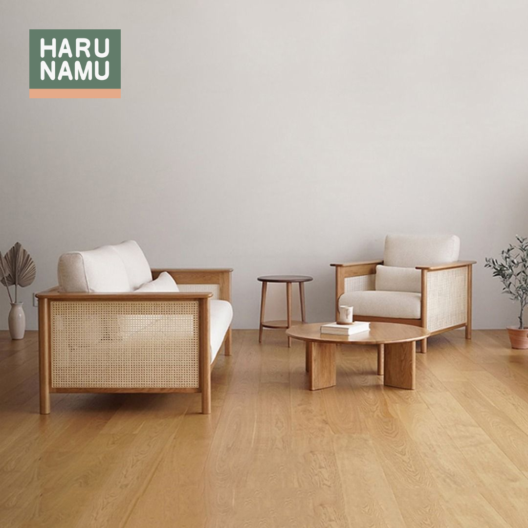 HIROKI Rattan Solid Wood Sofa