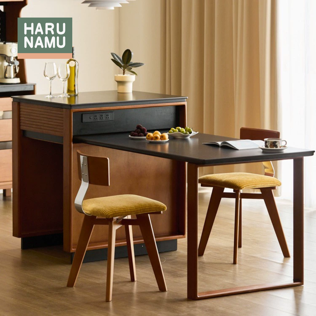 YOSHINORI Solid Wood Dining Table with Kitchen Island