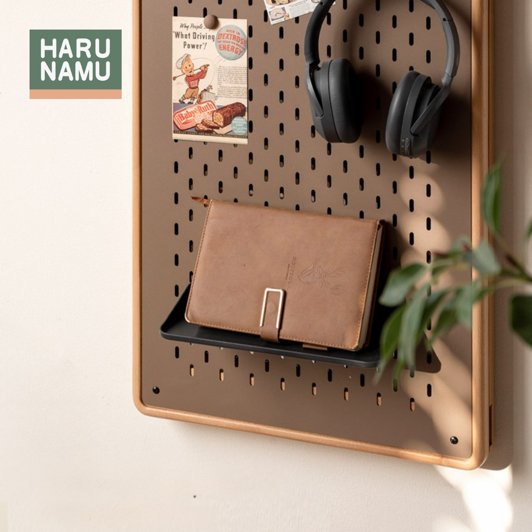 WAKUMI Solid Wood Sliding Pegboard Mirror