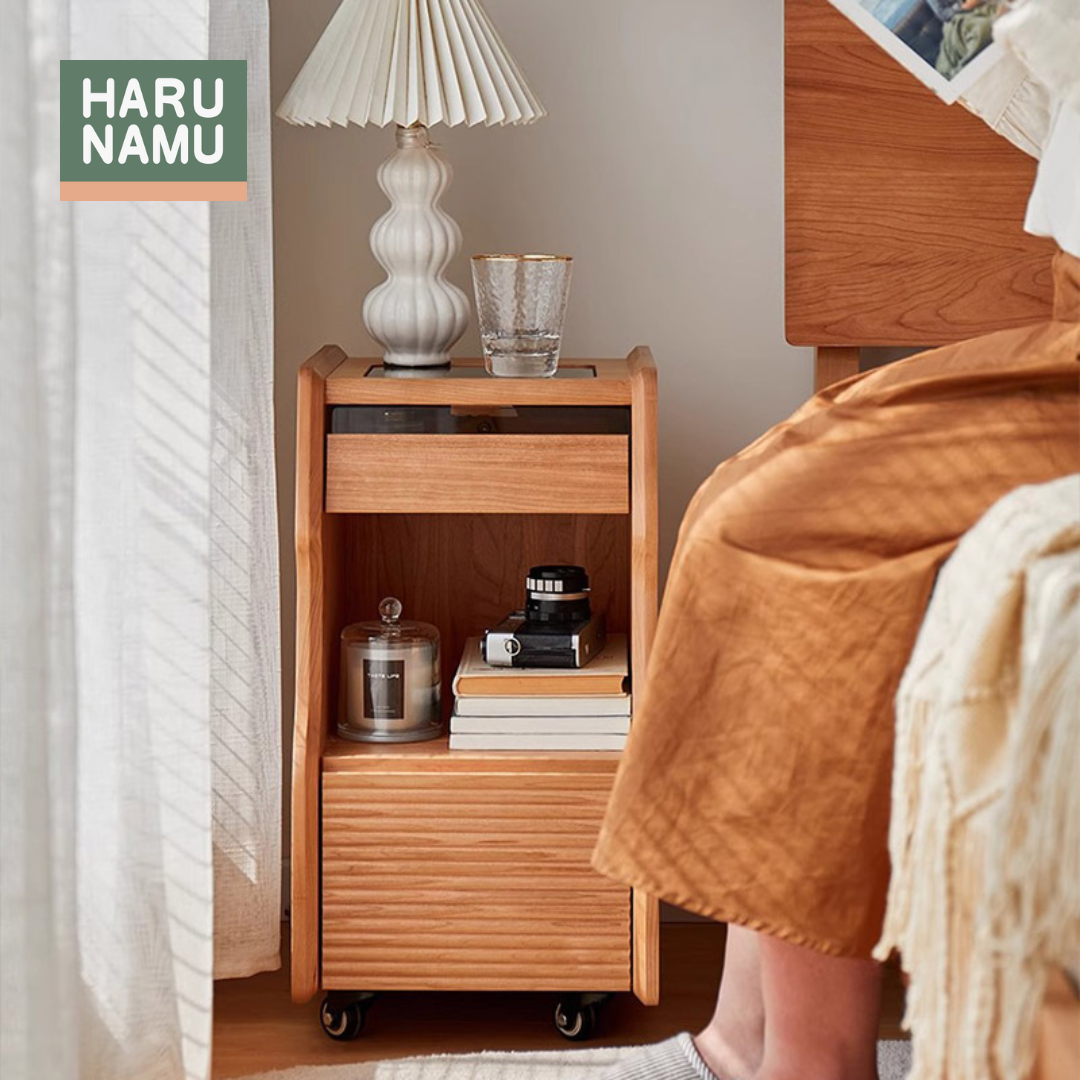 AKARI Mobile Solid Wood Bedside Drawer