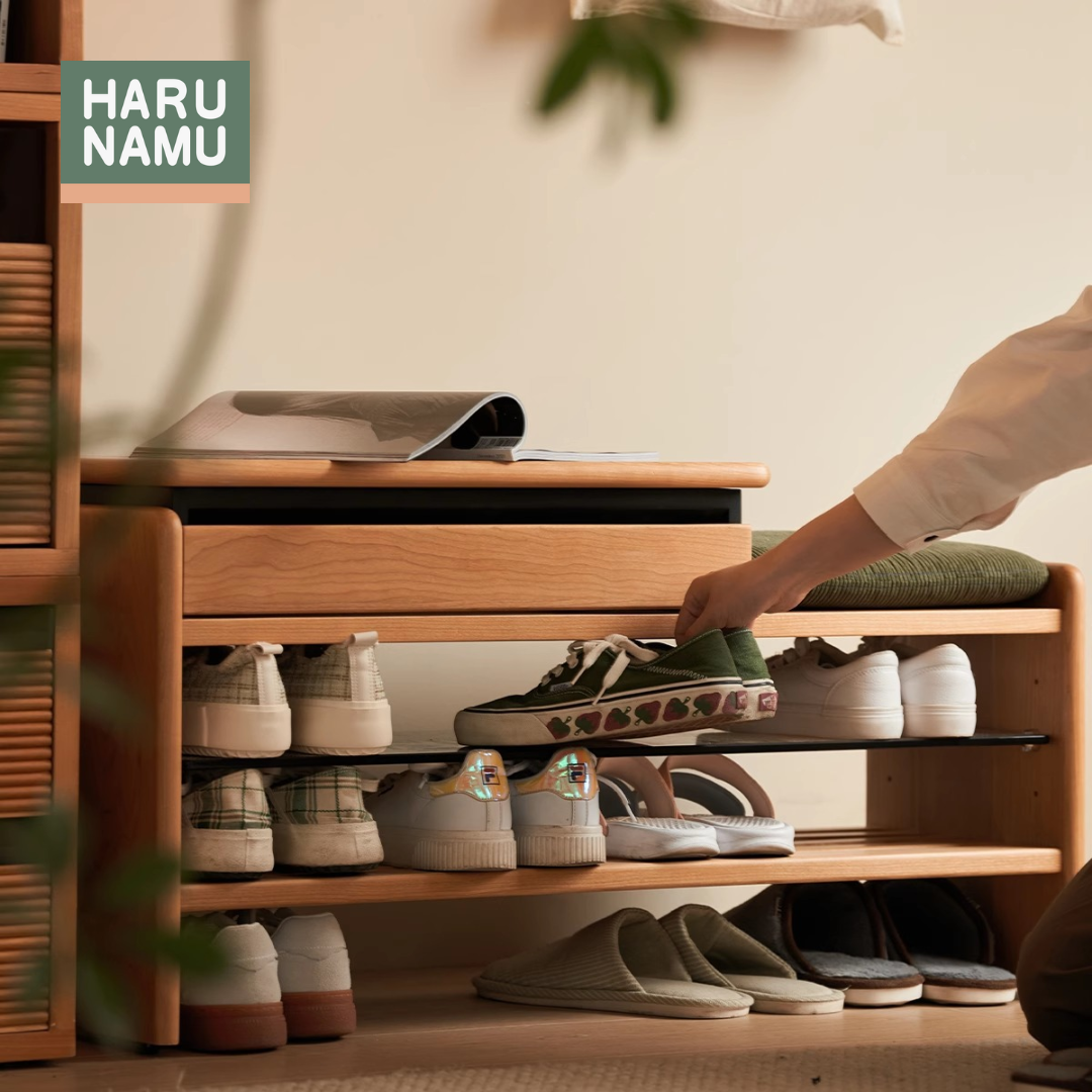 KAZUMIKO Solid Wood Shoe Bench