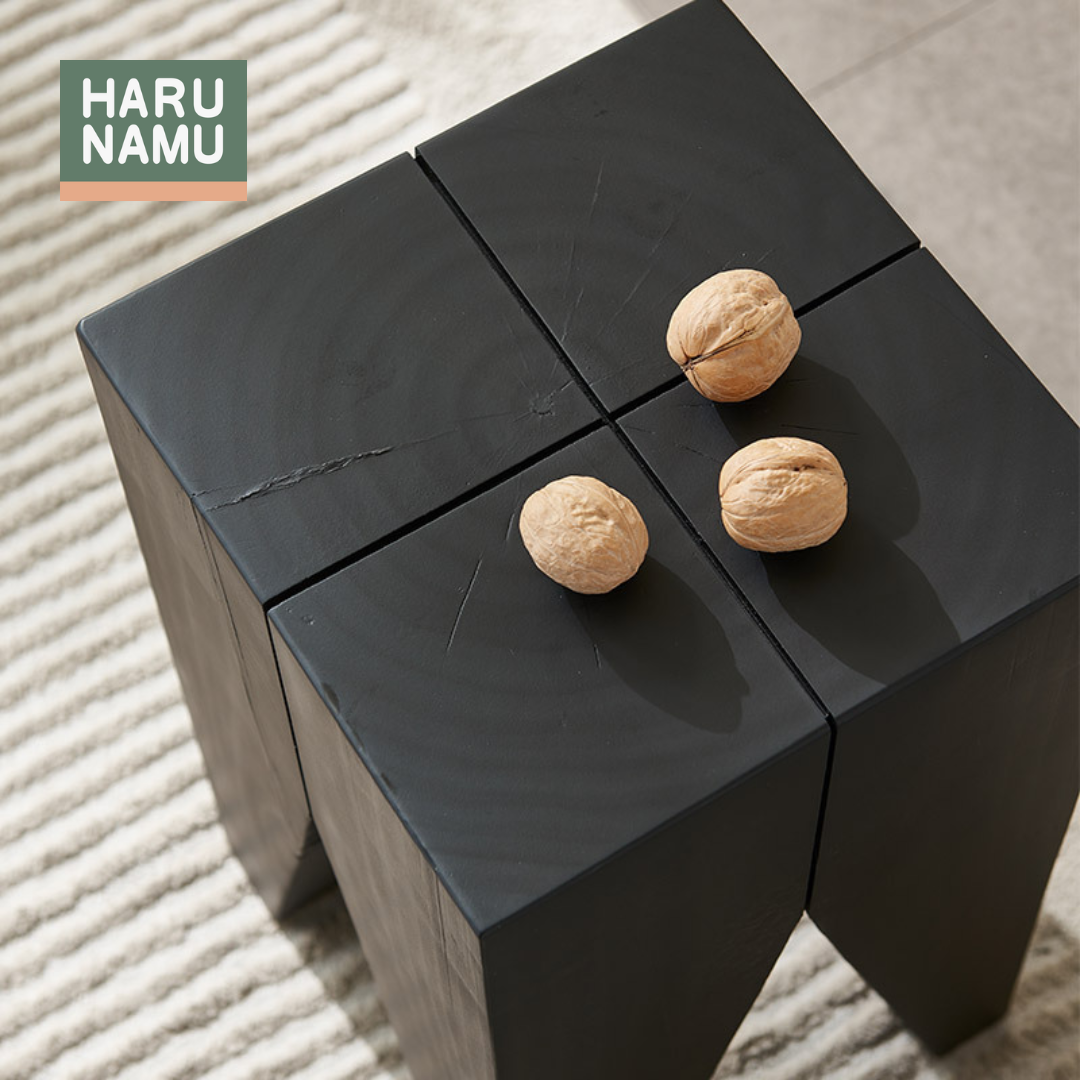 IKUO Ebony Black Solid Wood Side Table