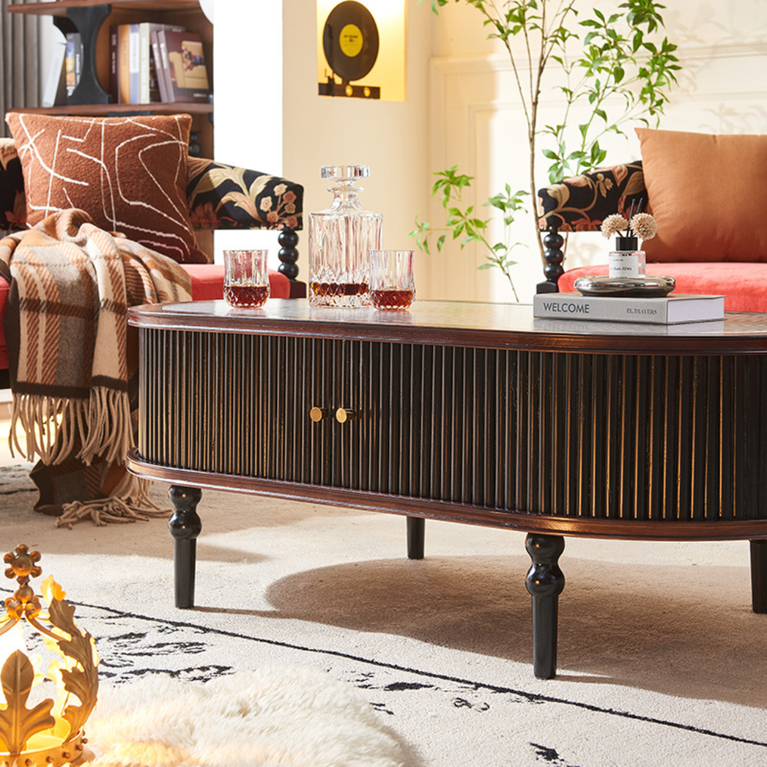MITSUKI Ebony Black Solid Wood Coffee Table