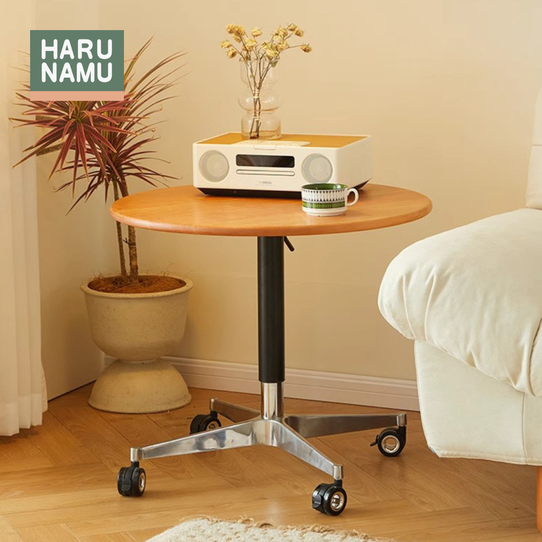 YUYO Round Solid Wood Portable Side Table