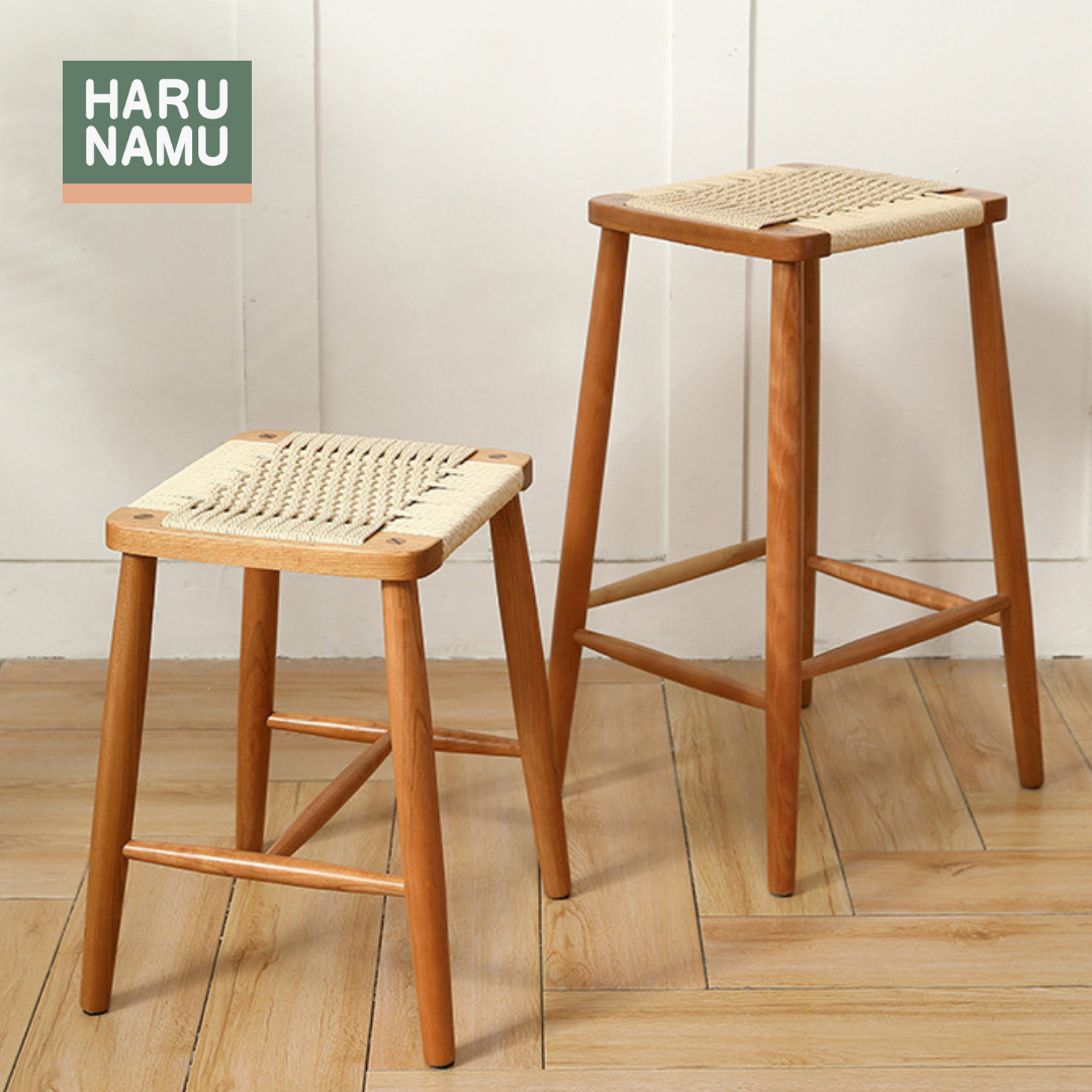 ORU Solid Wood Weave Bar Stool