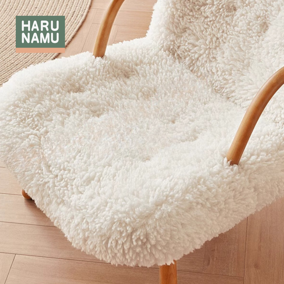 REIA Solid Wood Bouclé Accent Chair with Ottoman