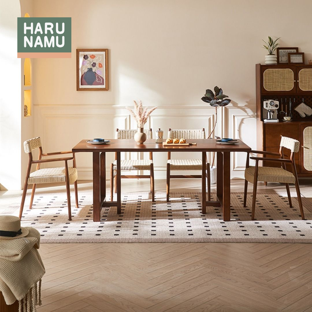 TAKAHIRO Solid Wood Rattan Table