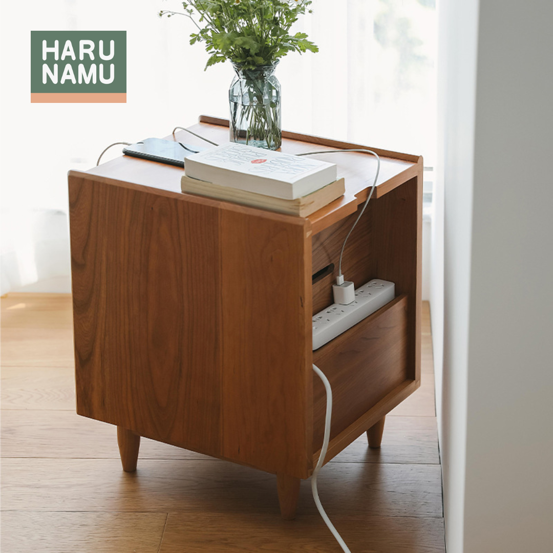 AYANE Solid Wood Rattan Beside Drawer