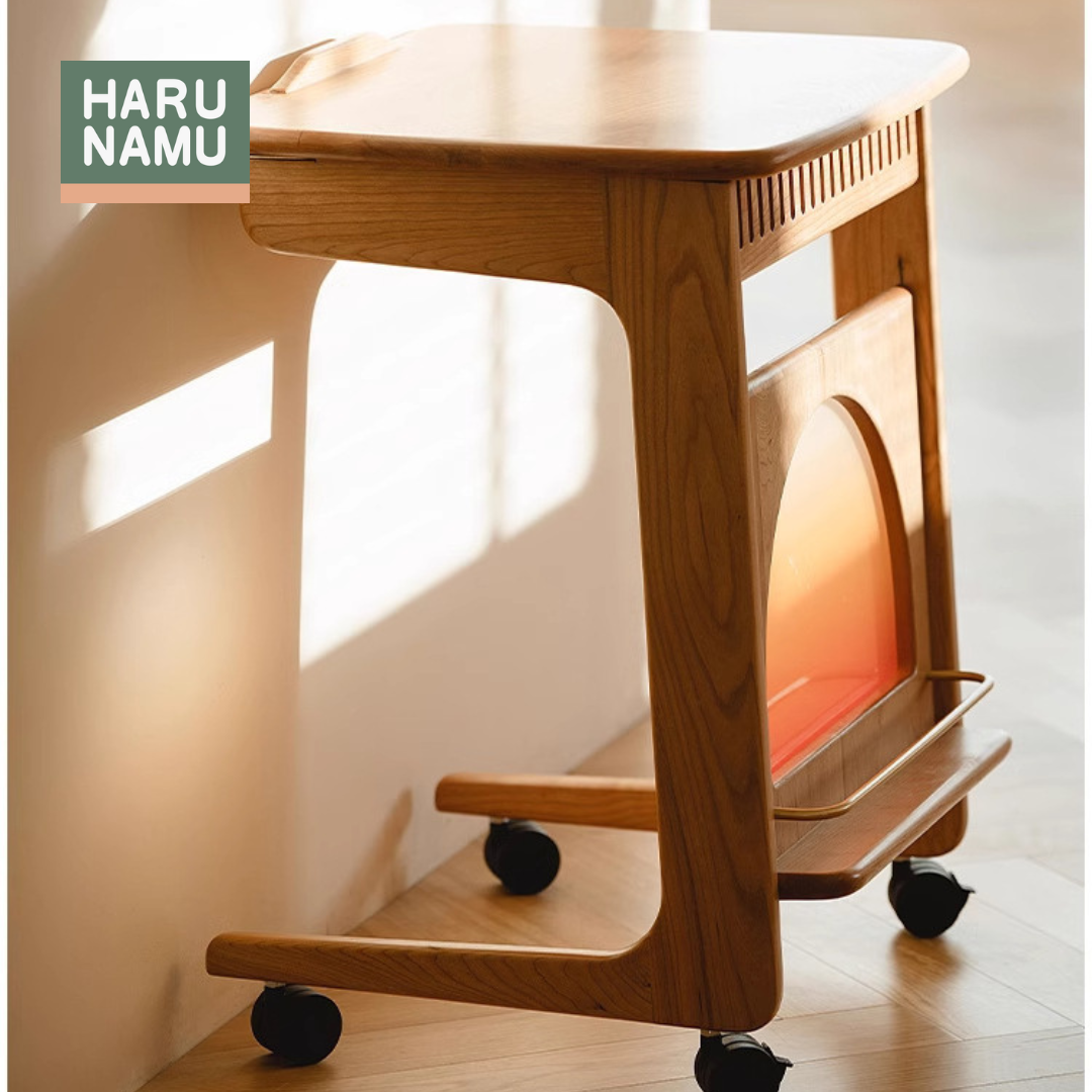 HARUKI Solid Wood Mobile Side Table
