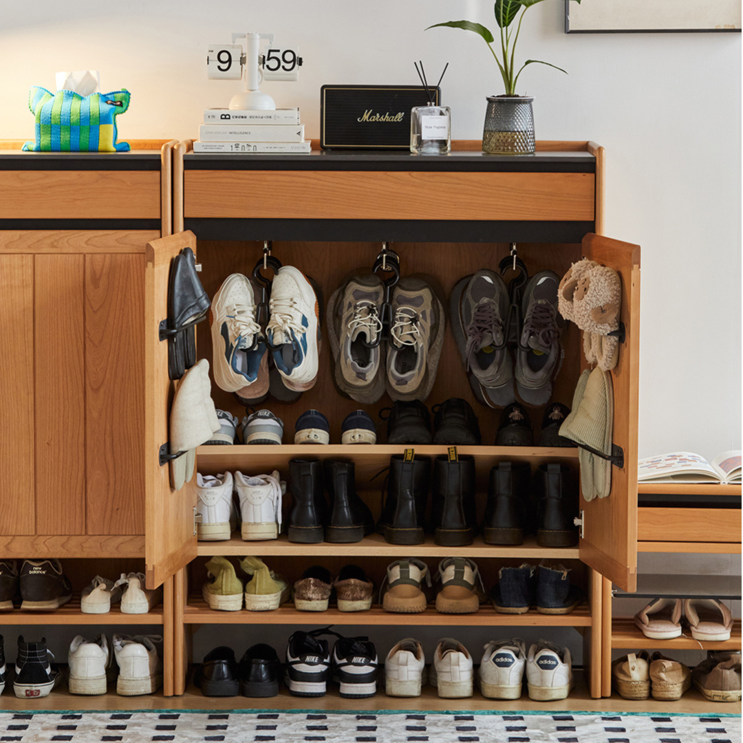 YUUKI Solid Wood Stone Tabletop Shoe Cabinet