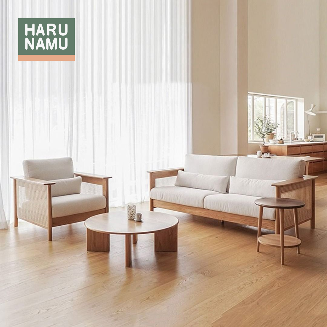 HIROKI Rattan Solid Wood Sofa
