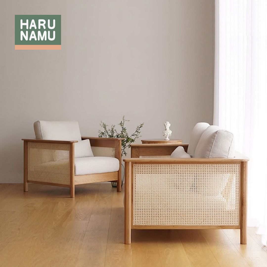 HIROKI Rattan Solid Wood Sofa