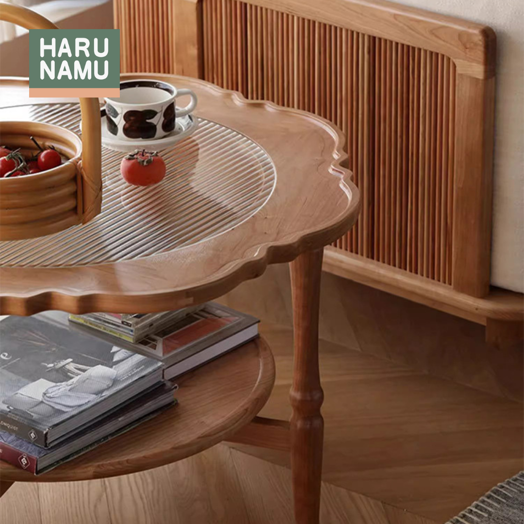 HANA Solid Wood Fluted Glass Coffee Table