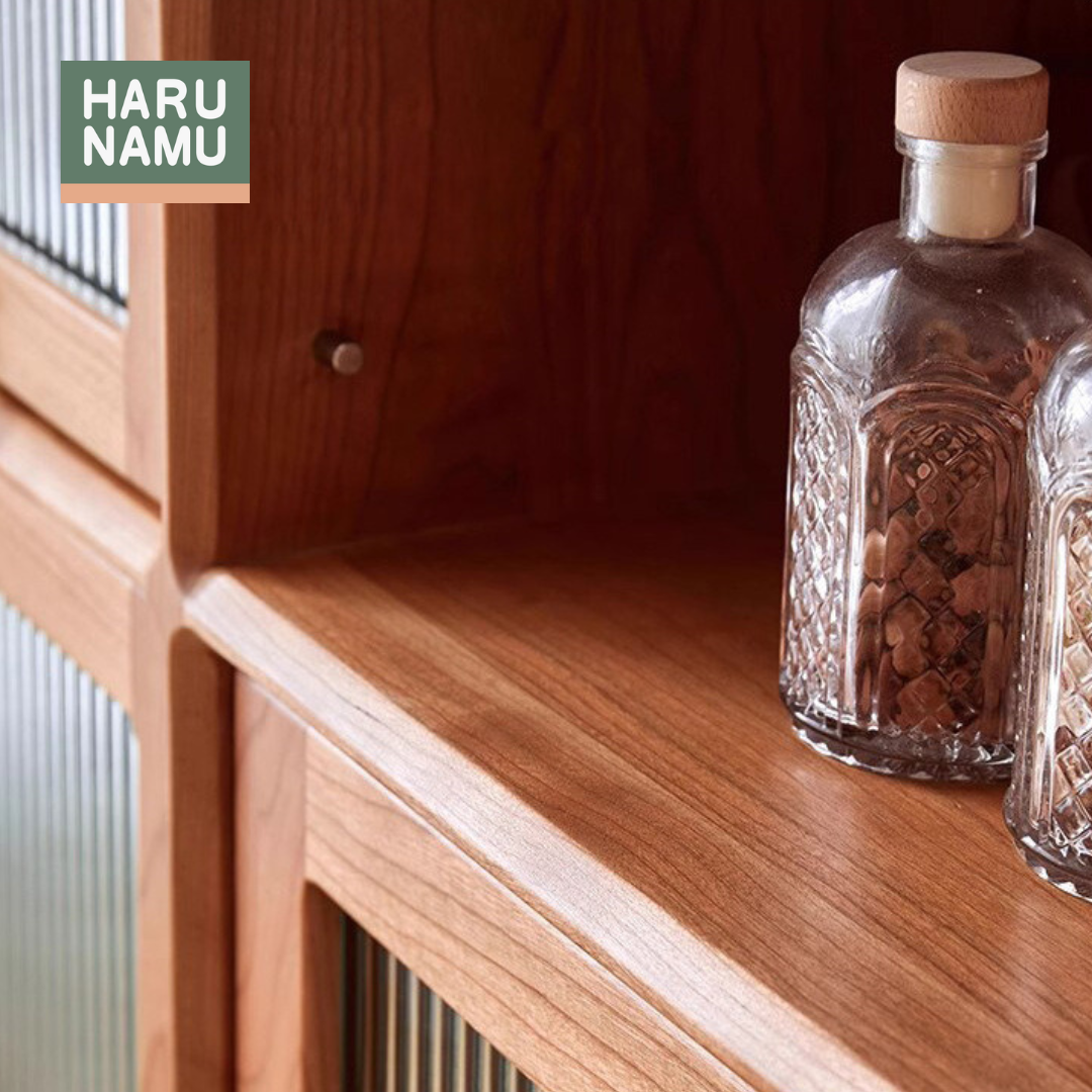 KOUKI Solid Wood Fluted Glass Cabinet