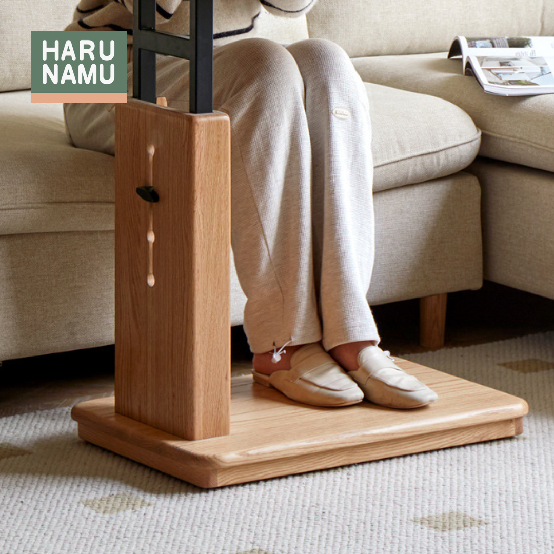 MICHIHIRO Solid Wood Height Adjustable Side Table