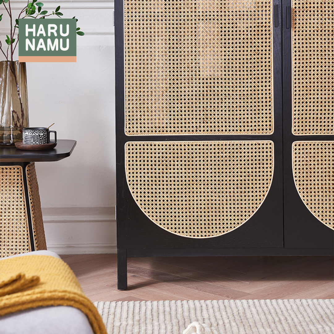 IZANAMI Solid Wood Rattan Wardrobe