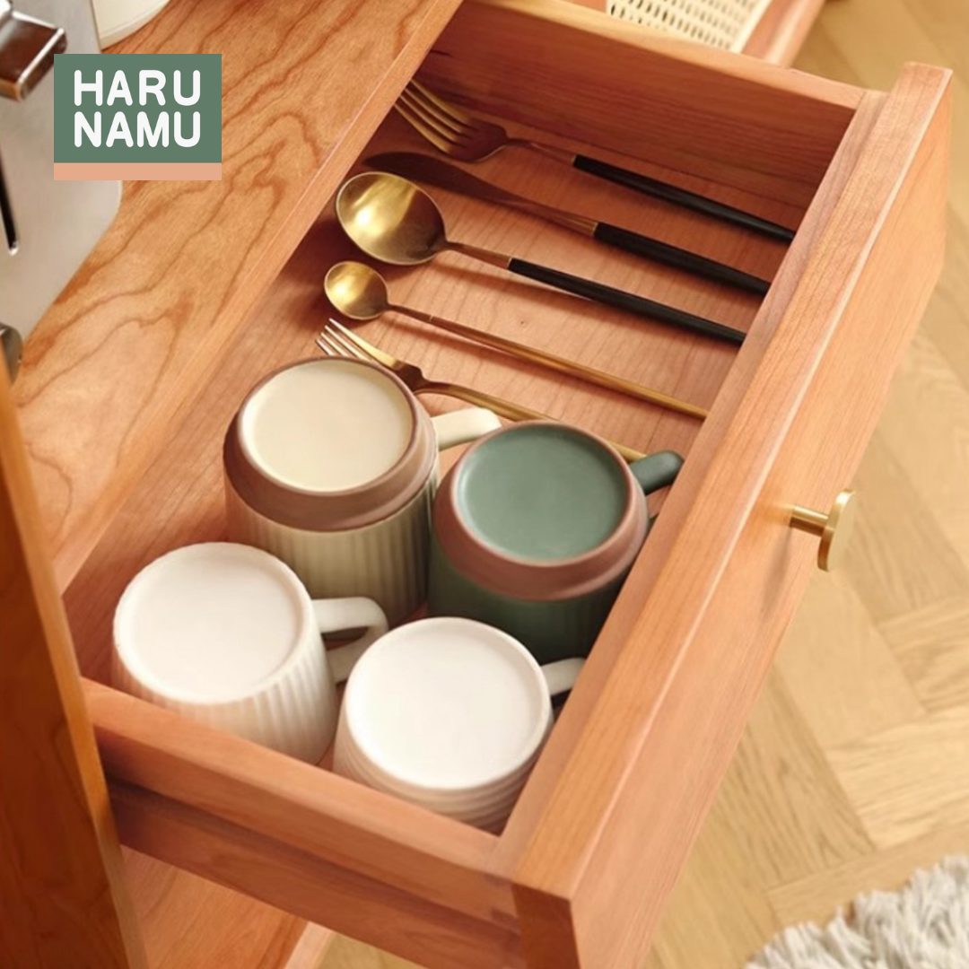 NAMIYA Solid Wood Rattan Sideboard Cabinet