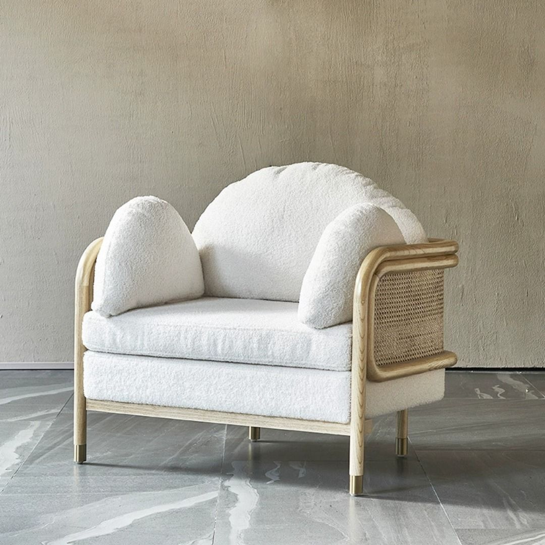 MIYUKI Solid Wood Rattan Sofa