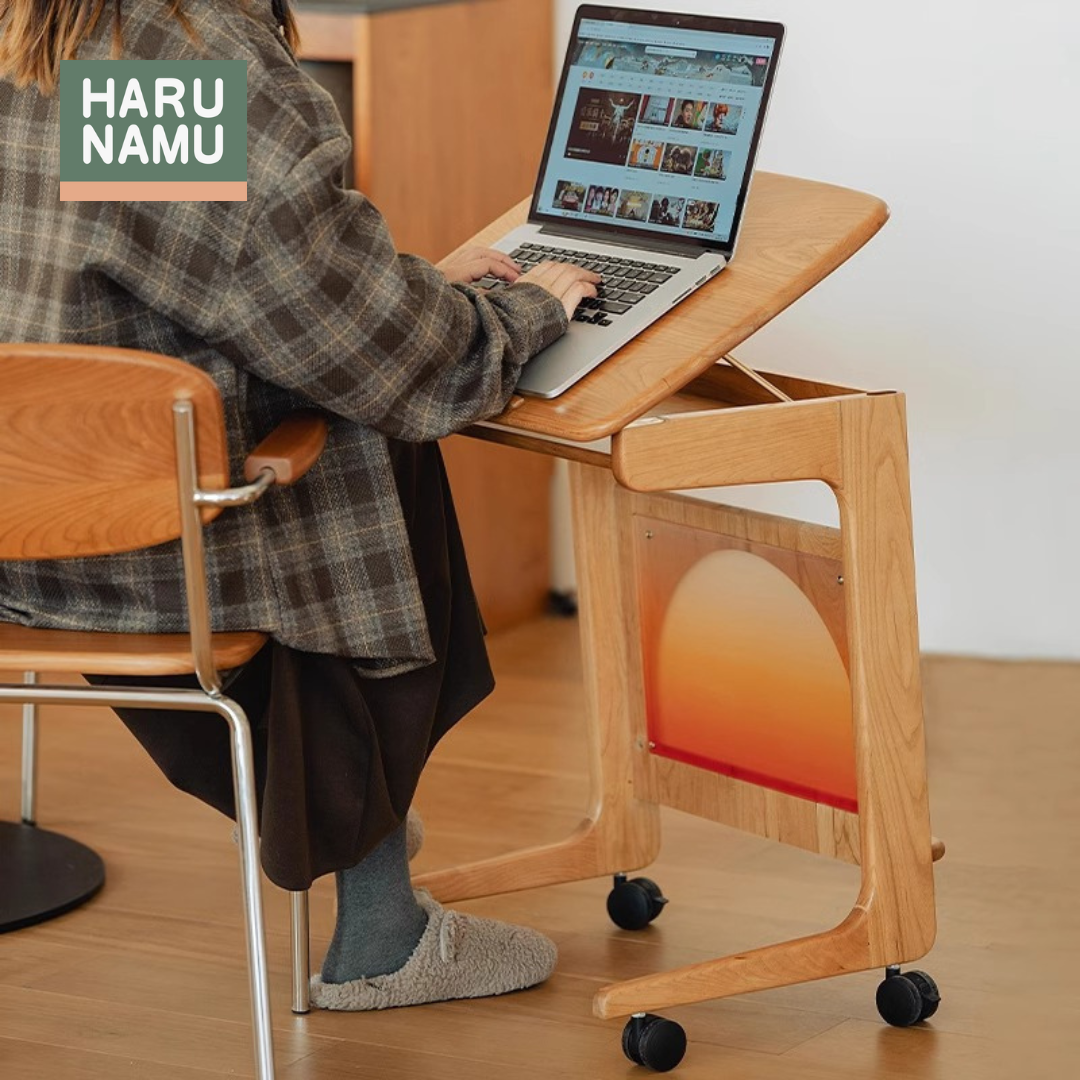 HARUKI Solid Wood Mobile Side Table