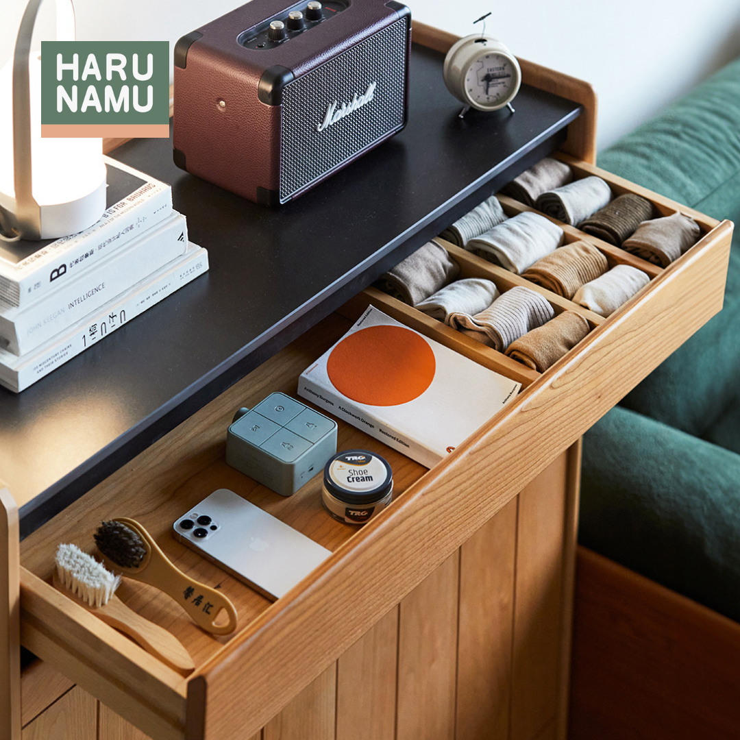 YUUKI Solid Wood Stone Tabletop Shoe Cabinet