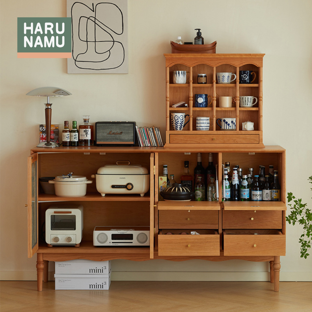 MITSU Solid Wood Side Cabinet