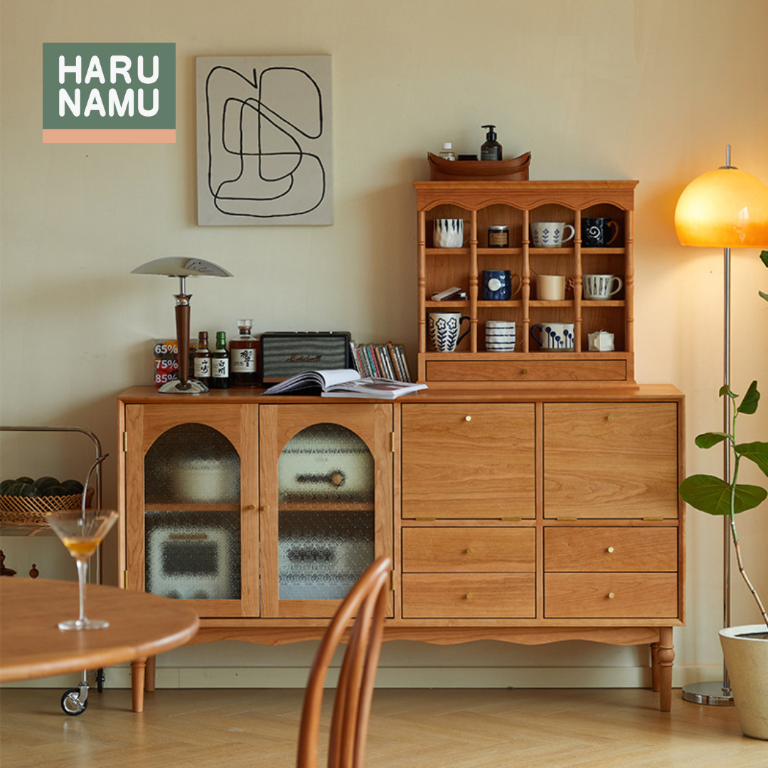 MITSU Solid Wood Side Cabinet