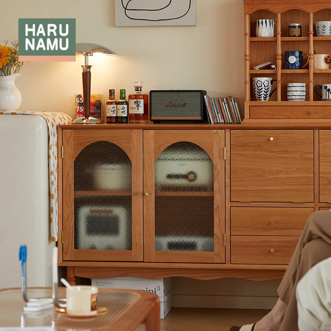 MITSU Solid Wood Side Cabinet