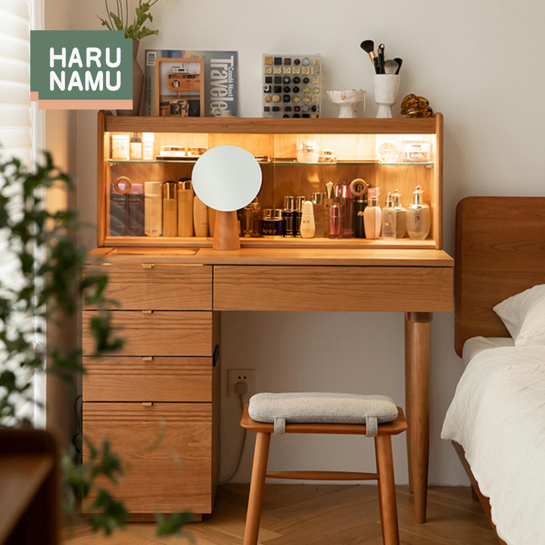 AKARI Solid Wood Lighted Dresser Table