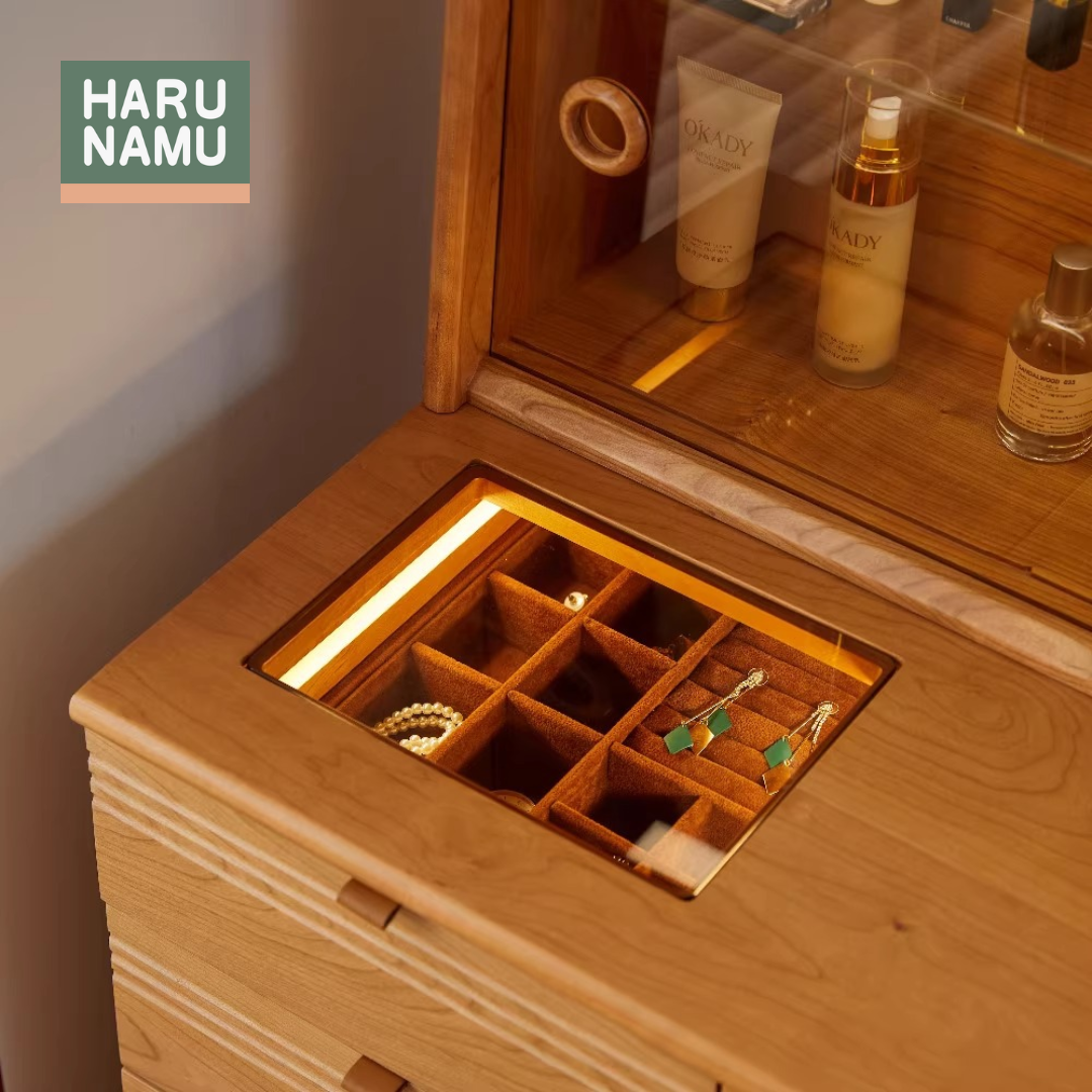 AKARI Solid Wood Lighted Dresser Table