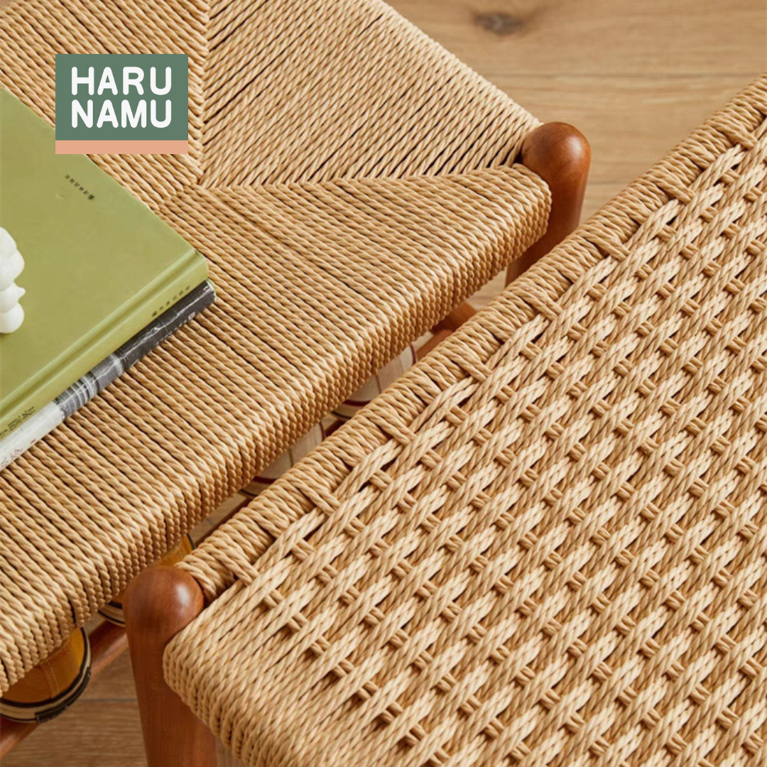 AMIKOMI Solid Wood Braided Rope Bench