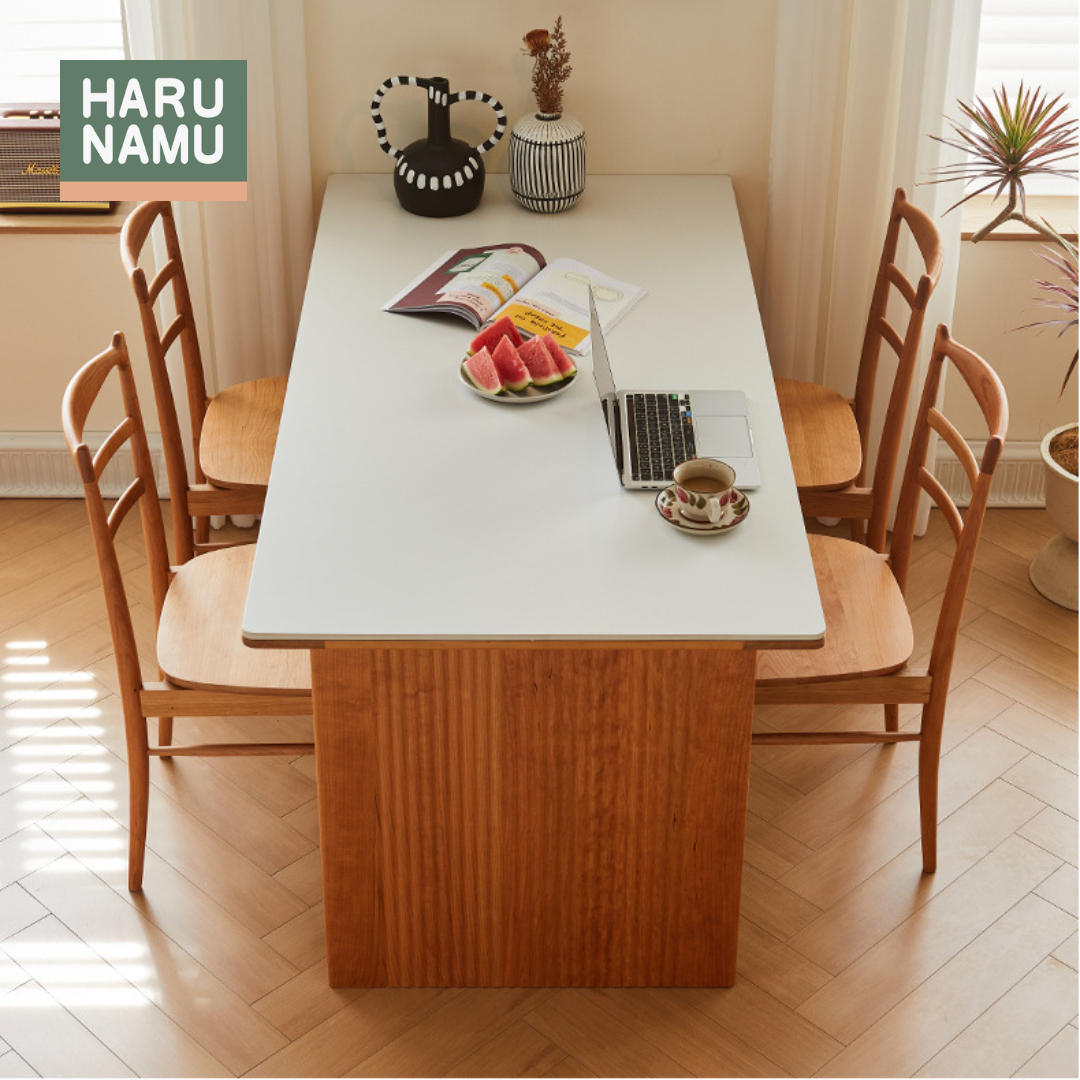 CHIZUE Solid Wood Stone Top Table