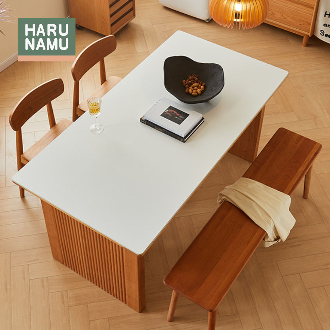 CHIZUE Solid Wood Stone Top Table