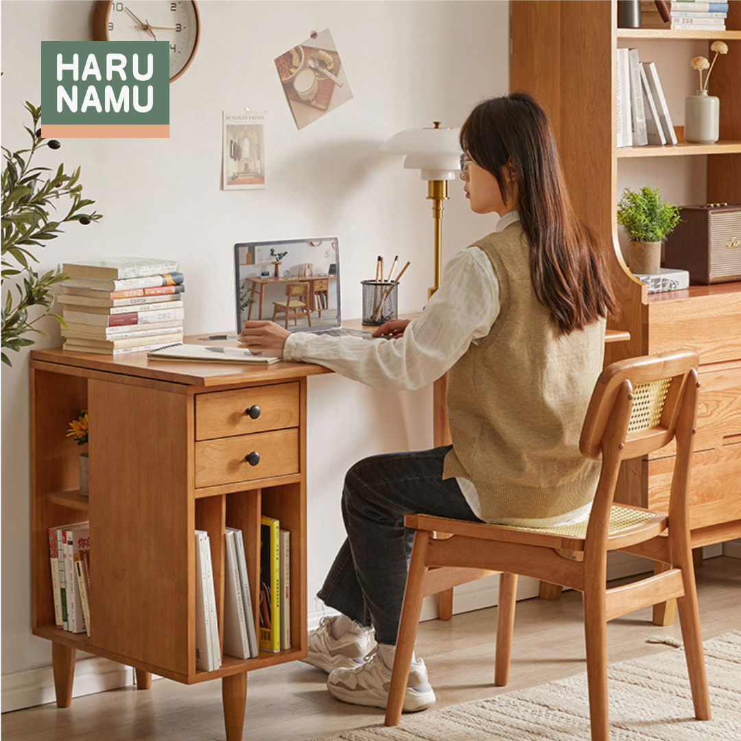 DAICHI Solid Wood Study Table and Shelf